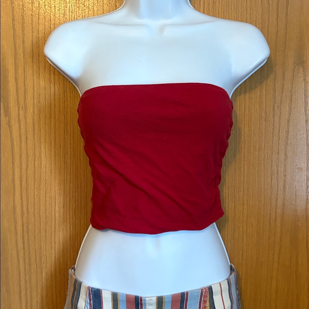 WHITE FAWN SIZE SMALL Red Strapless Tube Top